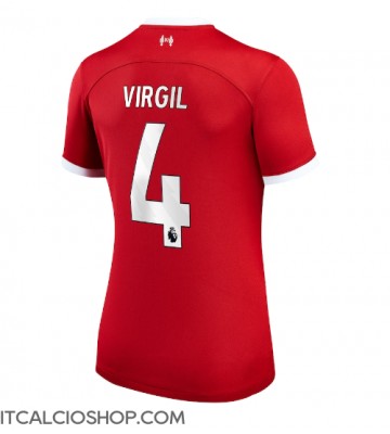 Liverpool Virgil van Dijk #4 Prima Maglia Femmina 2023-24 Manica Corta